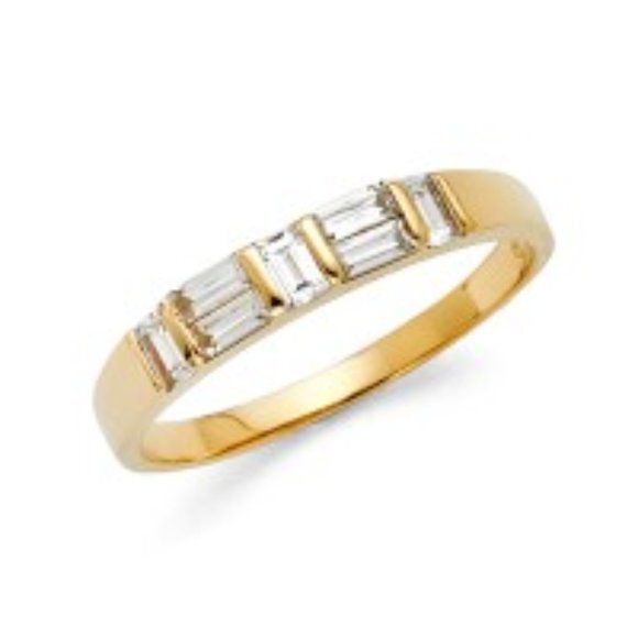 3mm 14k Yellow Gold Cz Wedding Band Ring